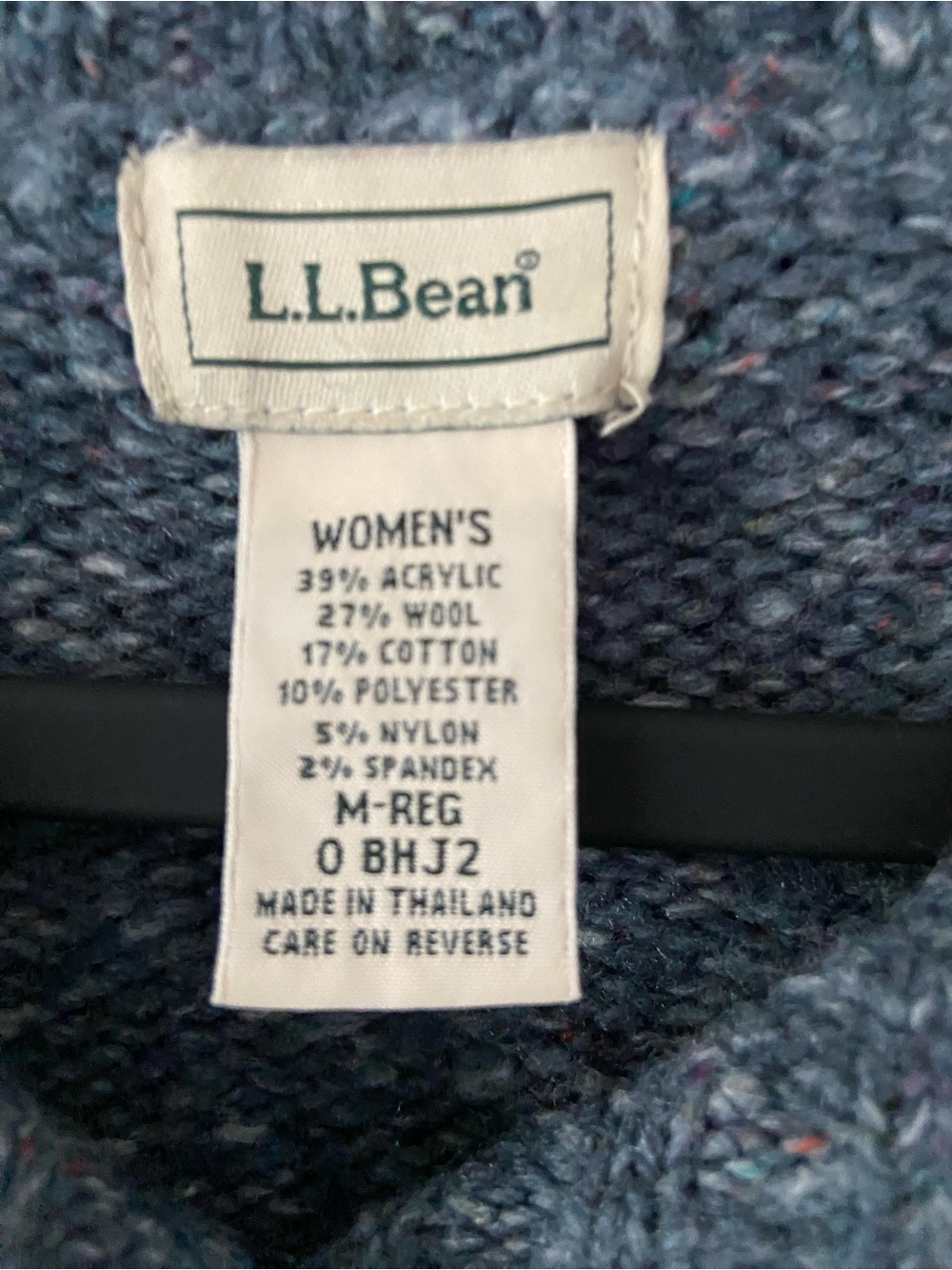 L.L.Bean Wool Blend Cable Knit Cardigan Sweater Blue Size M - Picture 7 of 10